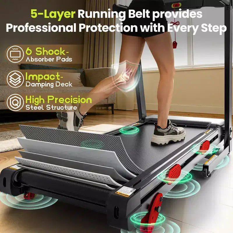 3.75HP Up to 9MPH Folding Treadmill Motorized Running Machine 105 Preset Program & LCD Display Screen