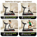 3.75HP Up to 9MPH Folding Treadmill Motorized Running Machine 105 Preset Program & LCD Display Screen