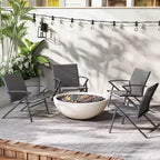 Costway Patio Chairs Set of 2/4 with Heavy Duty Metal Frame Curved Backrests and Armrests
