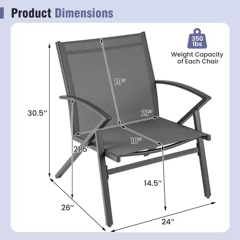 Costway Patio Chairs Set of 2/4 with Heavy Duty Metal Frame Curved Backrests and Armrests