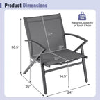 Costway Patio Chairs Set of 2/4 with Heavy Duty Metal Frame Curved Backrests and Armrests