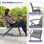 Costway Patio Chairs Set of 2/4 with Heavy Duty Metal Frame Curved Backrests and Armrests