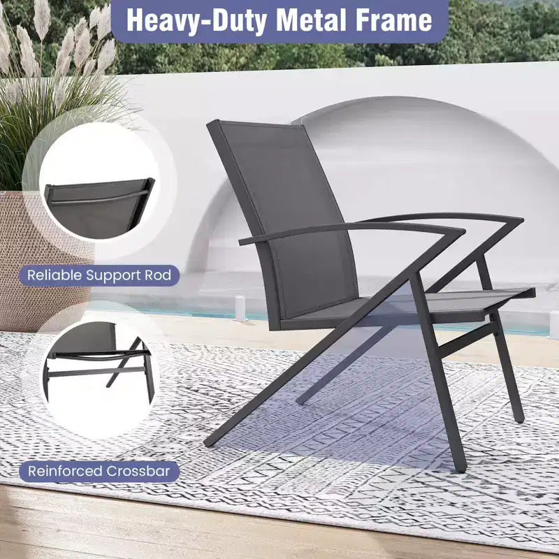 Costway Patio Chairs Set of 2/4 with Heavy Duty Metal Frame Curved Backrests and Armrests