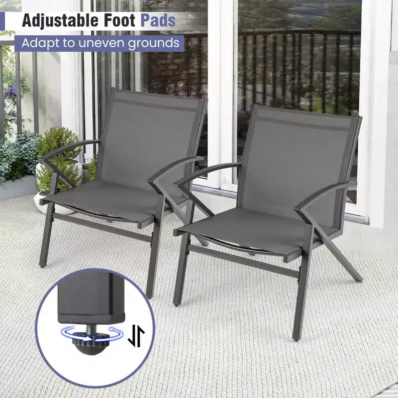 Costway Patio Chairs Set of 2/4 with Heavy Duty Metal Frame Curved Backrests and Armrests