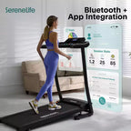 SereneLife Portable Folding Treadmill with Adjustable Incline & 12 Pre-set Workout Programs