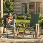 Outsunny Folding Patio Chairs Set of 2, Padded High Back Lawn Chairs with Armrests, 600D Oxford Fabric, Portable Outdoor Camping Chairs