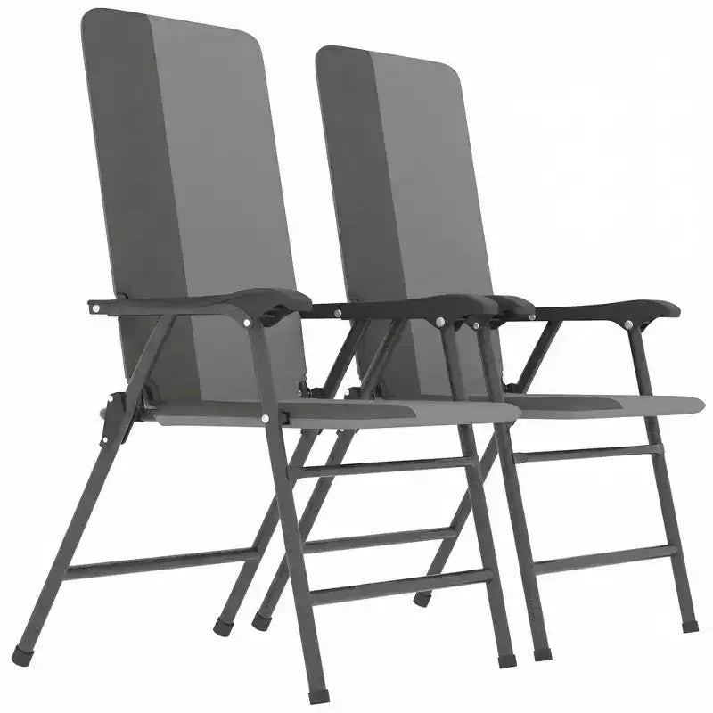 Outsunny Folding Patio Chairs Set of 2, Padded High Back Lawn Chairs with Armrests, 600D Oxford Fabric, Portable Outdoor Camping Chairs