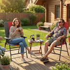 Outsunny Folding Patio Chairs Set of 2, Padded High Back Lawn Chairs with Armrests, 600D Oxford Fabric, Portable Outdoor Camping Chairs