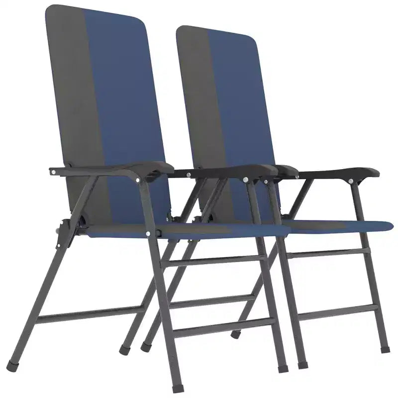 Outsunny Folding Patio Chairs Set of 2, Padded High Back Lawn Chairs with Armrests, 600D Oxford Fabric, Portable Outdoor Camping Chairs