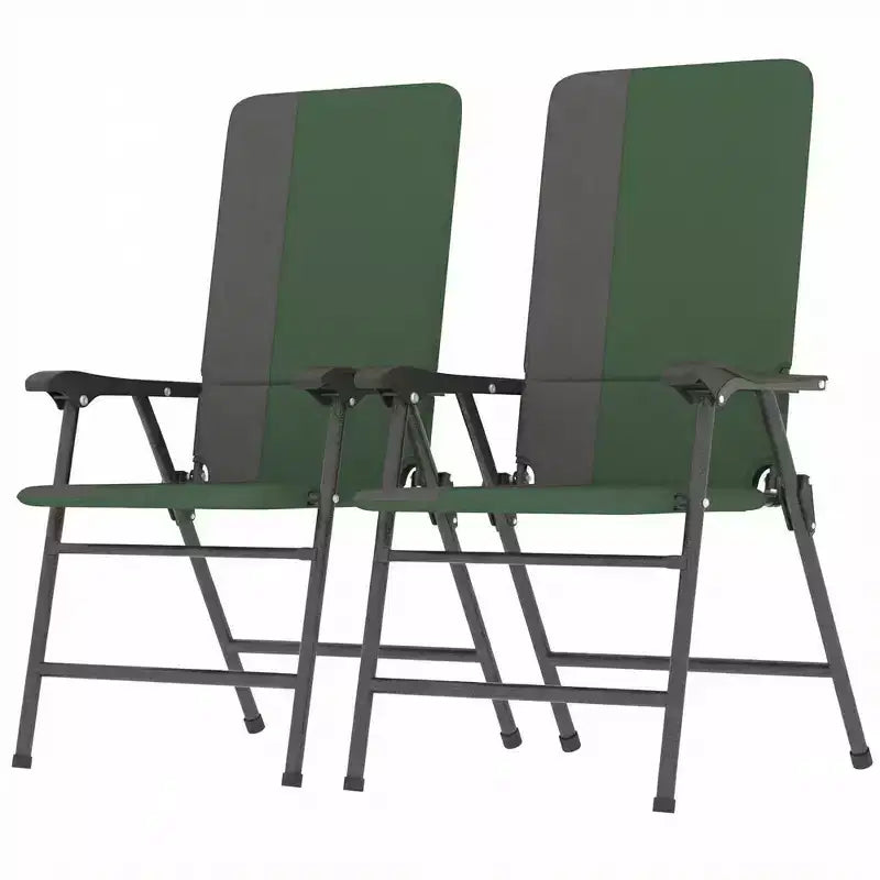 Outsunny Folding Patio Chairs Set of 2, Padded High Back Lawn Chairs with Armrests, 600D Oxford Fabric, Portable Outdoor Camping Chairs