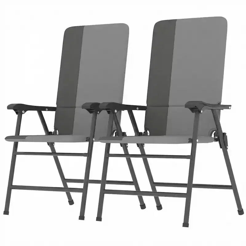 Outsunny Folding Patio Chairs Set of 2, Padded High Back Lawn Chairs with Armrests, 600D Oxford Fabric, Portable Outdoor Camping Chairs