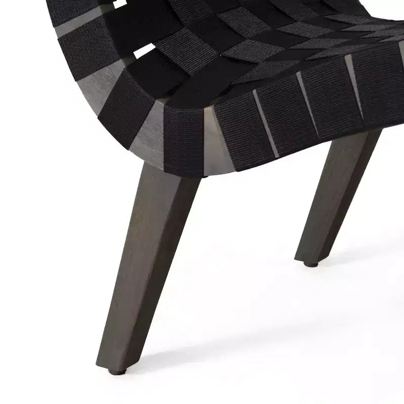 ModernLuxe Acacia Wood Outdoor Lounge Chairs, Patio Rope Weave Accent Chair with Sunken Ergonomic Contour - Set of 2