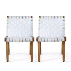 ModernLuxe Acacia Wood Outdoor Lounge Chairs, Patio Rope Weave Accent Chair with Sunken Ergonomic Contour - Set of 2