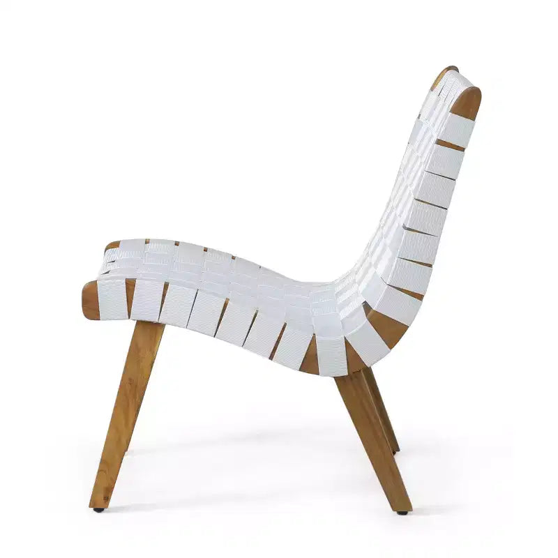ModernLuxe Acacia Wood Outdoor Lounge Chairs, Patio Rope Weave Accent Chair with Sunken Ergonomic Contour - Set of 2