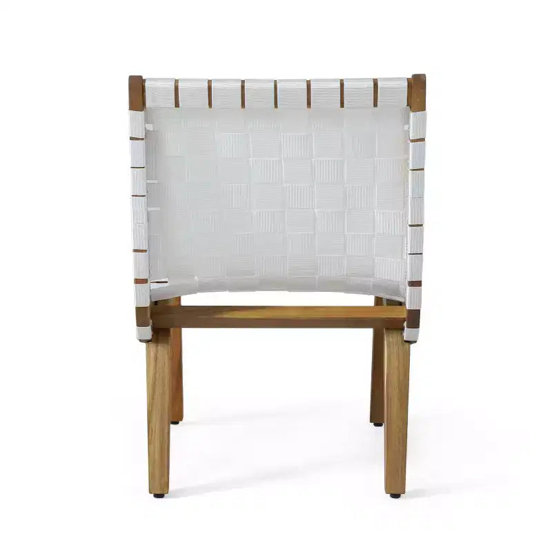 ModernLuxe Acacia Wood Outdoor Lounge Chairs, Patio Rope Weave Accent Chair with Sunken Ergonomic Contour - Set of 2