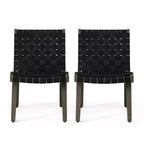 ModernLuxe Acacia Wood Outdoor Lounge Chairs, Patio Rope Weave Accent Chair with Sunken Ergonomic Contour - Set of 2