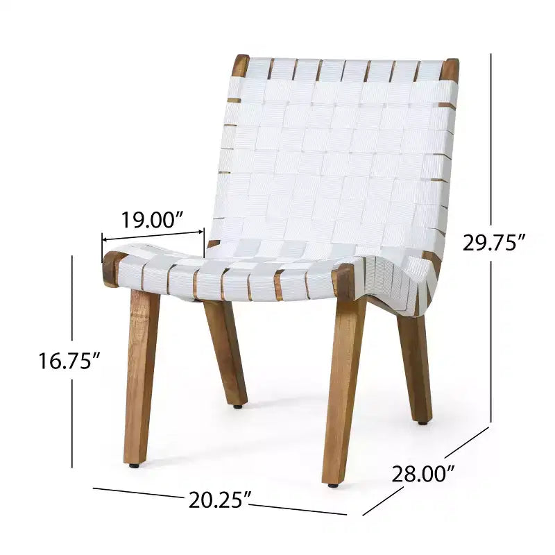 ModernLuxe Acacia Wood Outdoor Lounge Chairs, Patio Rope Weave Accent Chair with Sunken Ergonomic Contour - Set of 2