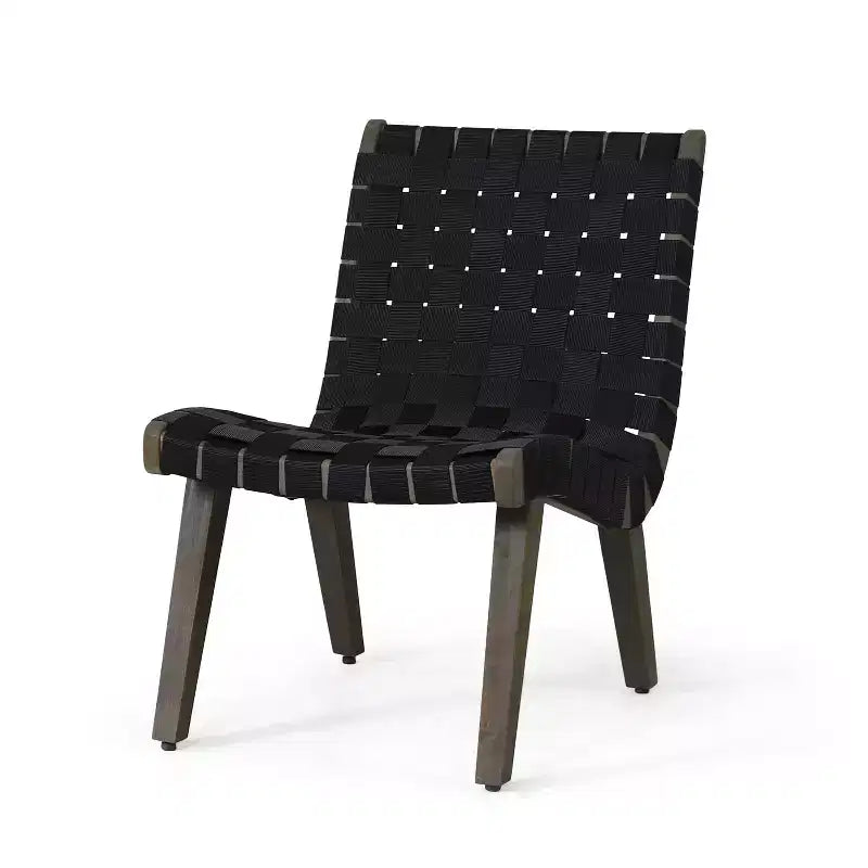 ModernLuxe Acacia Wood Outdoor Lounge Chairs, Patio Rope Weave Accent Chair with Sunken Ergonomic Contour - Set of 2