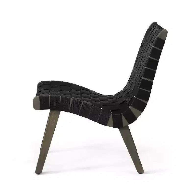 ModernLuxe Acacia Wood Outdoor Lounge Chairs, Patio Rope Weave Accent Chair with Sunken Ergonomic Contour - Set of 2