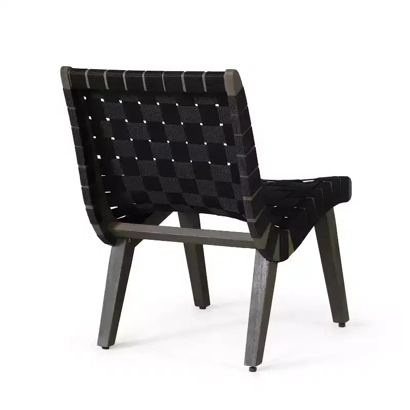 ModernLuxe Acacia Wood Outdoor Lounge Chairs, Patio Rope Weave Accent Chair with Sunken Ergonomic Contour - Set of 2