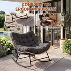 Outdoor Rocking Chair with Thick Cushion, 450 Lbs Heavy Duty Metal Frame, Water-Resistant Indoor/Outdoor Lounge Chair for Patio, Garden & Living Room
