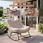 Outdoor Rocking Chair with Thick Cushion, 450 Lbs Heavy Duty Metal Frame, Water-Resistant Indoor/Outdoor Lounge Chair for Patio, Garden & Living Room