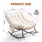 Outdoor Rocking Chair with Thick Cushion, 450 Lbs Heavy Duty Metal Frame, Water-Resistant Indoor/Outdoor Lounge Chair for Patio, Garden & Living Room