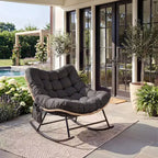Outdoor Rocking Chair with Thick Cushion, 450 Lbs Heavy Duty Metal Frame, Water-Resistant Indoor/Outdoor Lounge Chair for Patio, Garden & Living Room