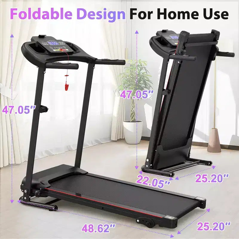 NAYSAYE Foldable Incline Treadmill, Walking Running Machine with Heart Rate Monitor & Cup Holder for Home Gym, Black, 48.62*25.19*46.65