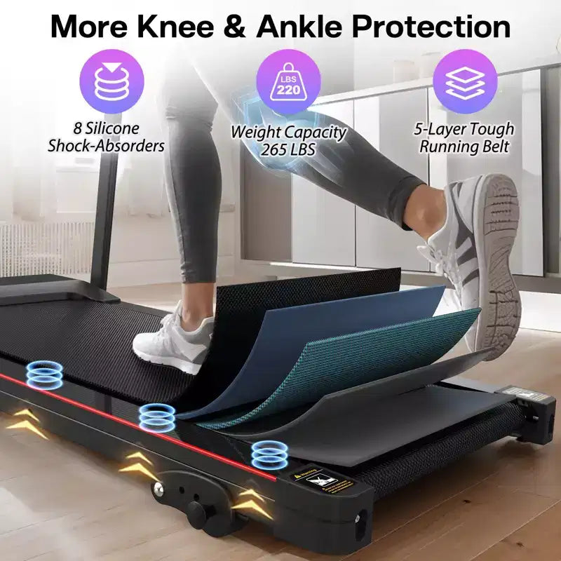 NAYSAYE Foldable Incline Treadmill, Walking Running Machine with Heart Rate Monitor & Cup Holder for Home Gym, Black, 48.62*25.19*46.65
