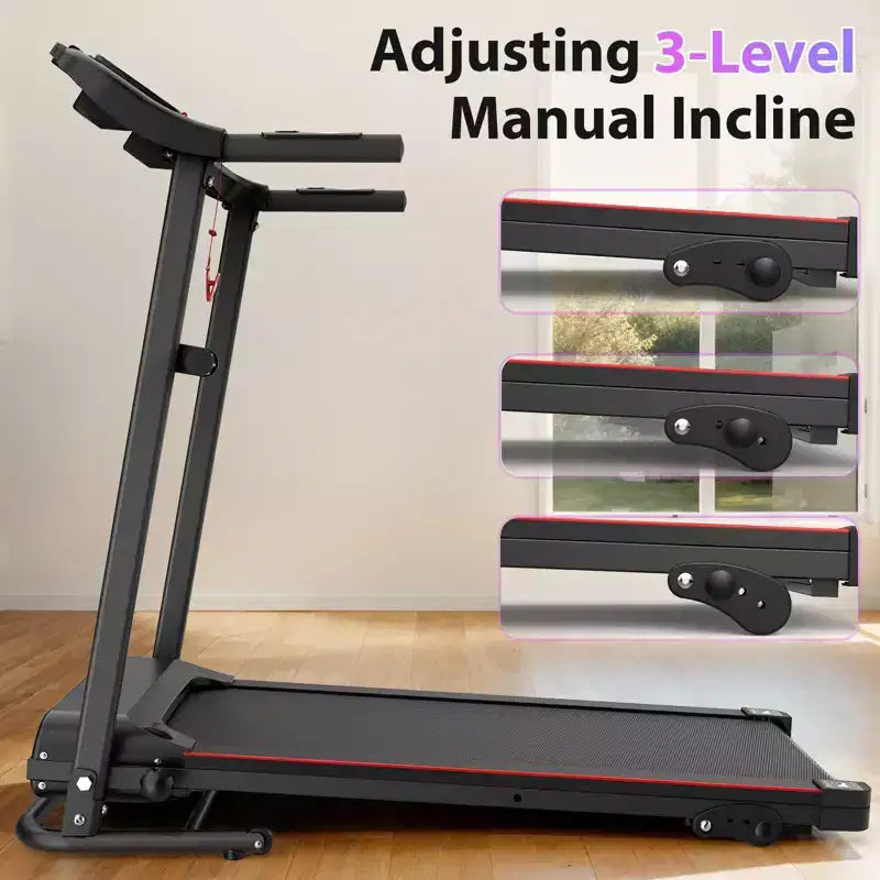 NAYSAYE Foldable Incline Treadmill, Walking Running Machine with Heart Rate Monitor & Cup Holder for Home Gym, Black, 48.62*25.19*46.65