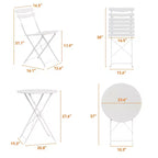 3-Piece Foldable Patio Bistro Chair Set, Rustproof Steel Frame, Space Saving Indoor Outdoor Table and Chairs for Balcony Porch
