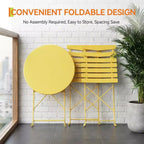 3-Piece Foldable Patio Bistro Chair Set, Rustproof Steel Frame, Space Saving Indoor Outdoor Table and Chairs for Balcony Porch