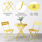 3-Piece Foldable Patio Bistro Chair Set, Rustproof Steel Frame, Space Saving Indoor Outdoor Table and Chairs for Balcony Porch
