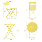 3-Piece Foldable Patio Bistro Chair Set, Rustproof Steel Frame, Space Saving Indoor Outdoor Table and Chairs for Balcony Porch