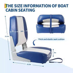 2-Pack Low Back Folding Boat Seats, Waterproof Marine Fishing Seats with 4 Thick Cushion for Bass Boat, Tracker Boat, Pontoon, and Speedboat