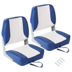 2-Pack Low Back Folding Boat Seats, Waterproof Marine Fishing Seats with 4 Thick Cushion for Bass Boat, Tracker Boat, Pontoon, and Speedboat