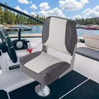 2-Pack Low Back Folding Boat Seats, Waterproof Marine Fishing Seats with 4 Thick Cushion for Bass Boat, Tracker Boat, Pontoon, and Speedboat
