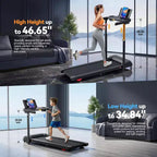 YOUNGFIT 3.5HP Treadmill w/ Desk Workstation & Adjustable Height, 450 lbs Capacity, Portable Folding 15% Incline Walking Pad Treadmill with Handle Bar