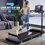 YOUNGFIT 3.5HP Treadmill w/ Desk Workstation & Adjustable Height, 450 lbs Capacity, Portable Folding 15% Incline Walking Pad Treadmill with Handle Bar