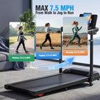 YOUNGFIT 3.5HP Treadmill w/ Desk Workstation & Adjustable Height, 450 lbs Capacity, Portable Folding 15% Incline Walking Pad Treadmill with Handle Bar