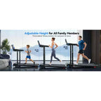 YOUNGFIT 3.5HP Treadmill w/ Desk Workstation & Adjustable Height, 450 lbs Capacity, Portable Folding 15% Incline Walking Pad Treadmill with Handle Bar
