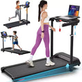 YOUNGFIT 3.5HP Treadmill w/ Desk Workstation & Adjustable Height, 450 lbs Capacity, Portable Folding 15% Incline Walking Pad Treadmill with Handle Bar