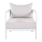ModernLuxe Outdoor Aluminum Club Chair, Modern Sofa Chair Rust-Proof Patio Accent Chair with Beige Cushion, Backyard Lounge Seat