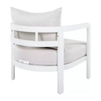 ModernLuxe Outdoor Aluminum Club Chair, Modern Sofa Chair Rust-Proof Patio Accent Chair with Beige Cushion, Backyard Lounge Seat