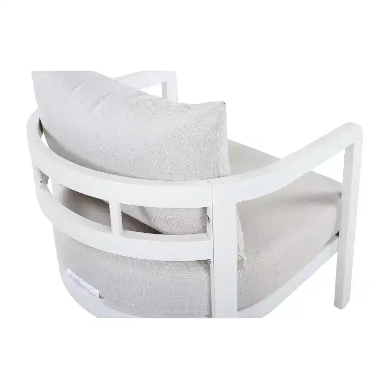 ModernLuxe Outdoor Aluminum Club Chair, Modern Sofa Chair Rust-Proof Patio Accent Chair with Beige Cushion, Backyard Lounge Seat