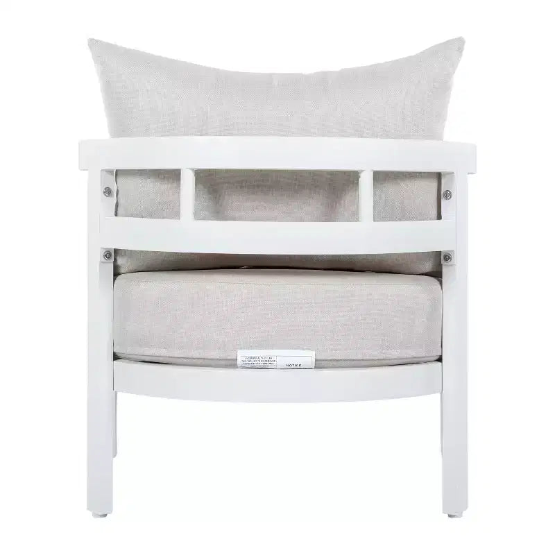 ModernLuxe Outdoor Aluminum Club Chair, Modern Sofa Chair Rust-Proof Patio Accent Chair with Beige Cushion, Backyard Lounge Seat