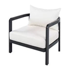 ModernLuxe Outdoor Aluminum Club Chair, Modern Sofa Chair Rust-Proof Patio Accent Chair with Beige Cushion, Backyard Lounge Seat
