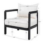 ModernLuxe Outdoor Aluminum Club Chair, Modern Sofa Chair Rust-Proof Patio Accent Chair with Beige Cushion, Backyard Lounge Seat