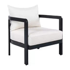 ModernLuxe Outdoor Aluminum Club Chair, Modern Sofa Chair Rust-Proof Patio Accent Chair with Beige Cushion, Backyard Lounge Seat
